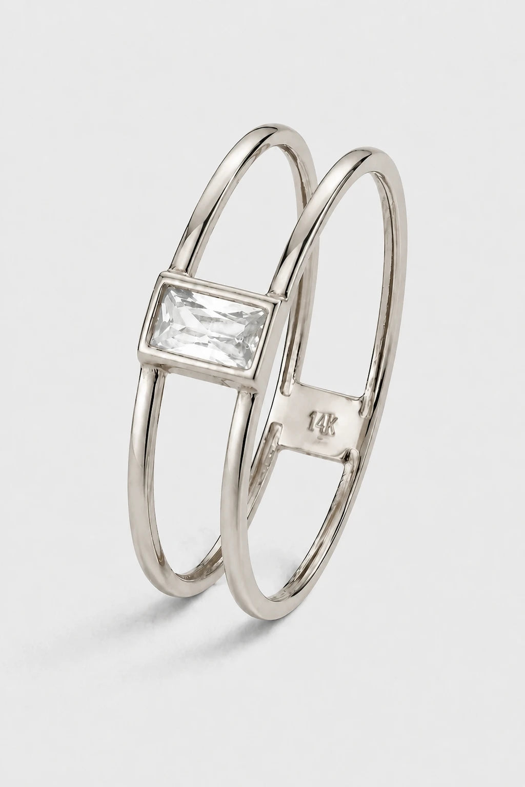 Double Band Baguette Ring · White Gold · Setup 6