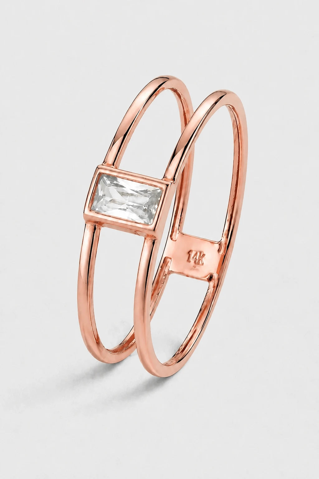 Double Band Baguette Ring · Rose Gold · Setup 6