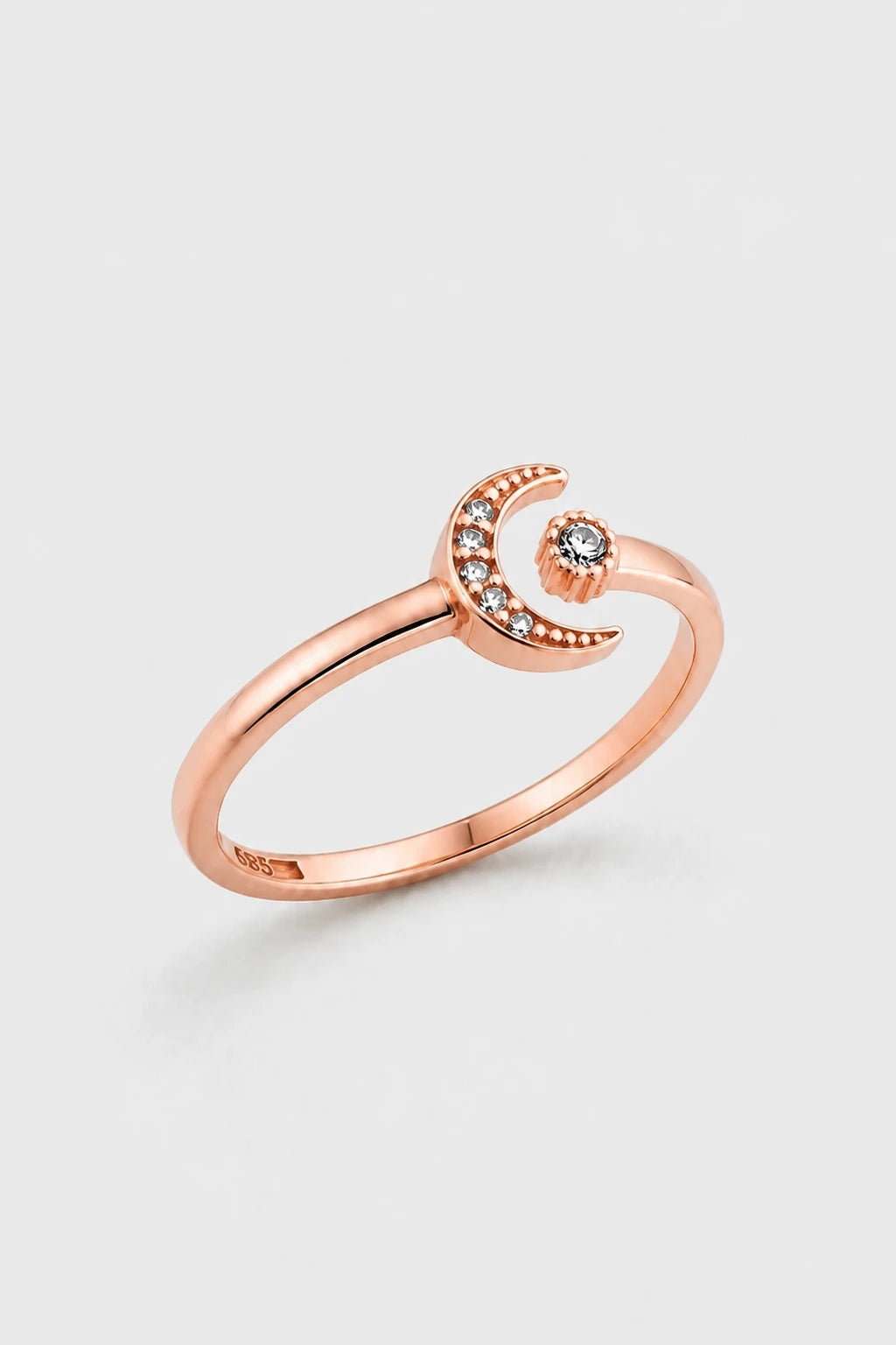 Crescent Stone Ring · Rose Gold · Setup 6
