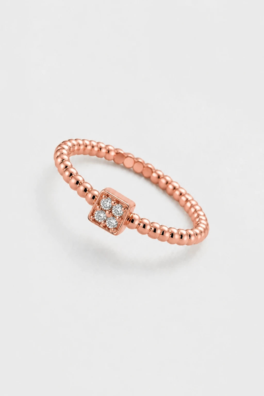 Beaded Square Ring · Rose Gold · Setup 6