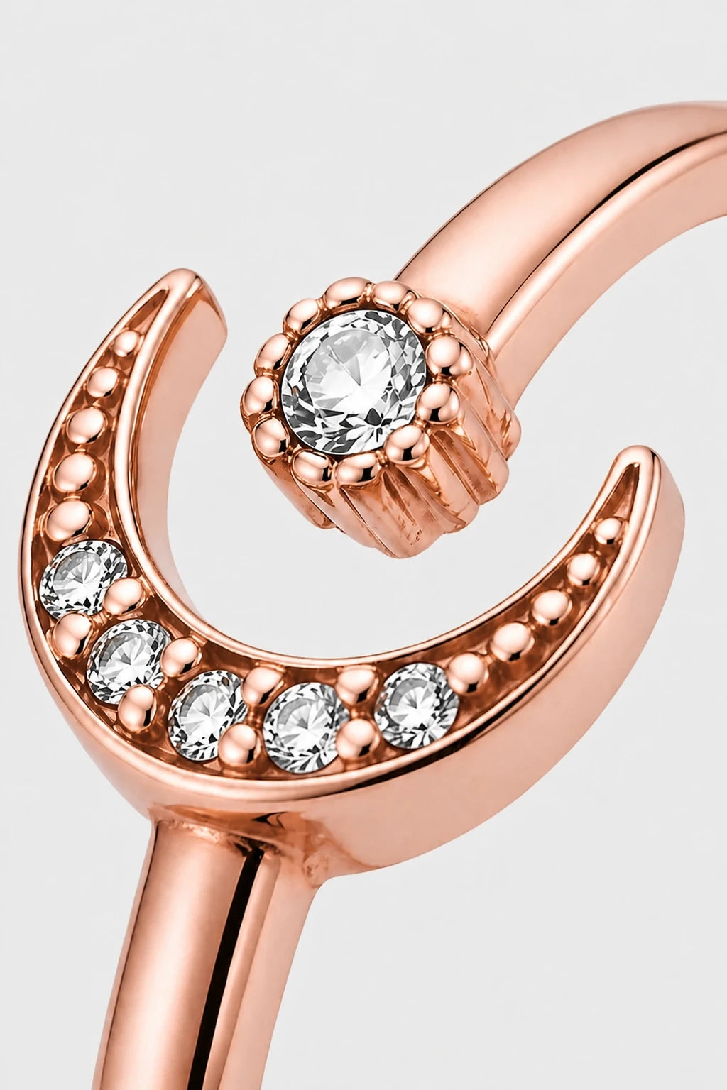 Crescent Stone Ring · Rose Gold · Setup 2
