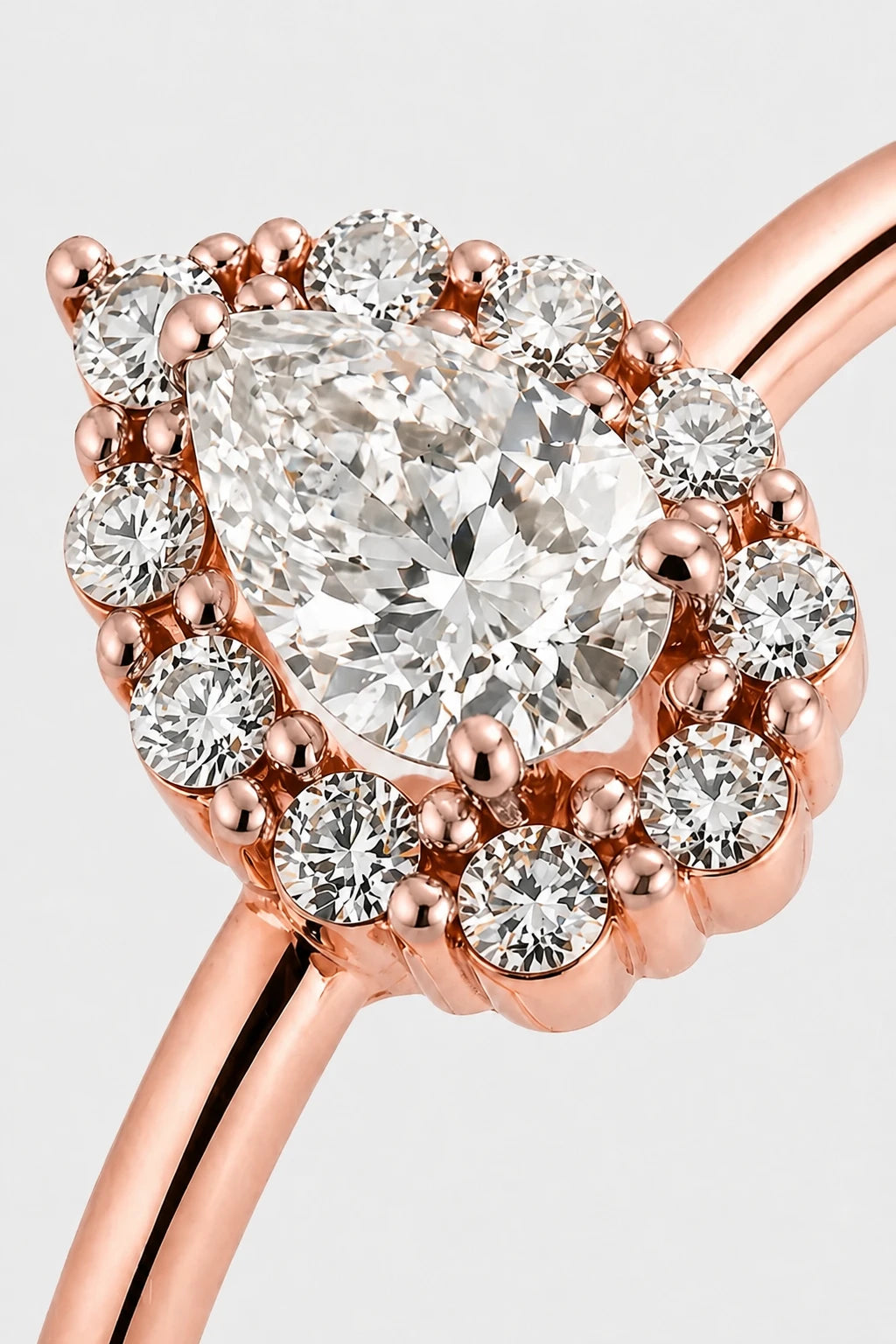 Dew Drop Halo Ring · Rose Gold · Setup 2