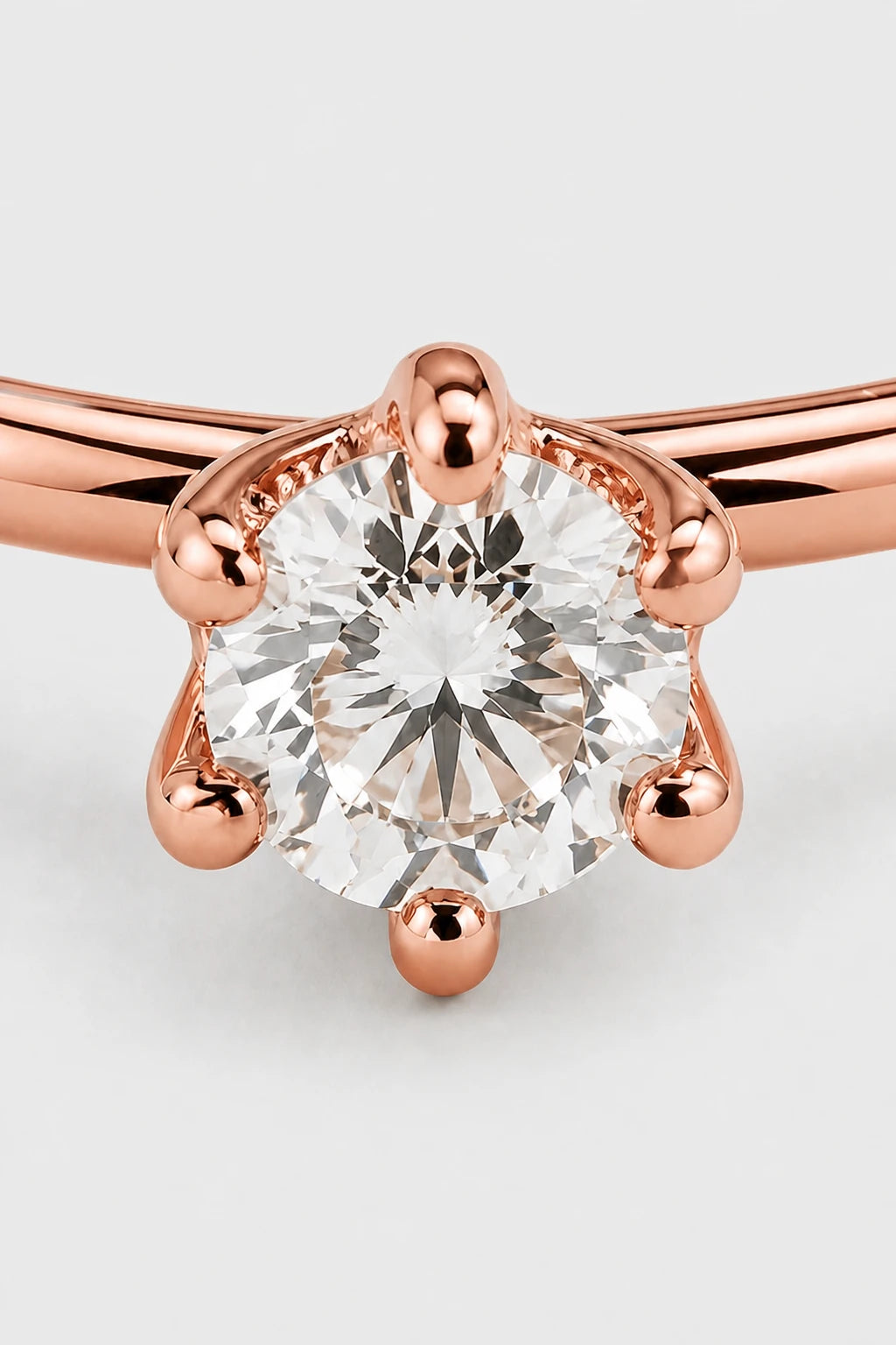 Six Prong Solitaire Ring · Rose Gold · Setup 2